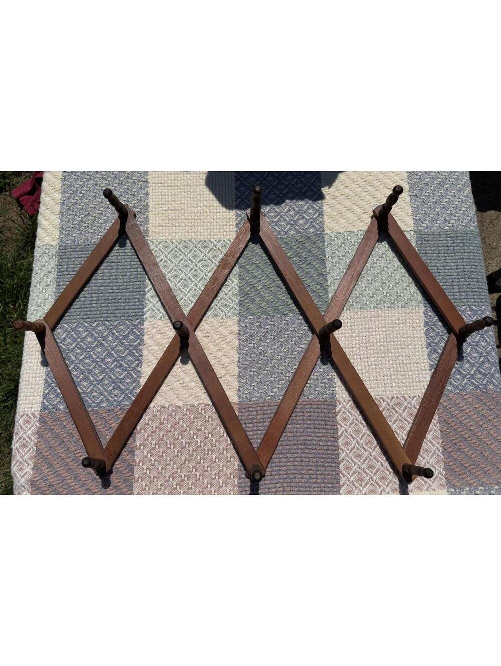 Vintage Wooden Accordion Wall Rack